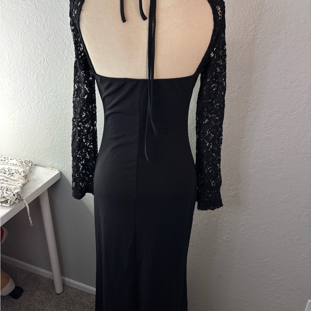Black Lace Halter Dress - Picture 5 of 7